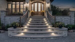 custom lighting with hardscaping